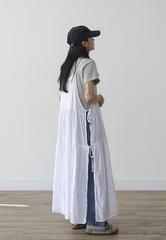 Layered Sleeveless Long OPS WH 빡선생